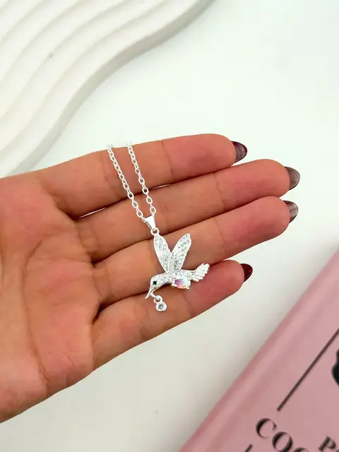 COLLAR COLIBRI ROSA BCO1295