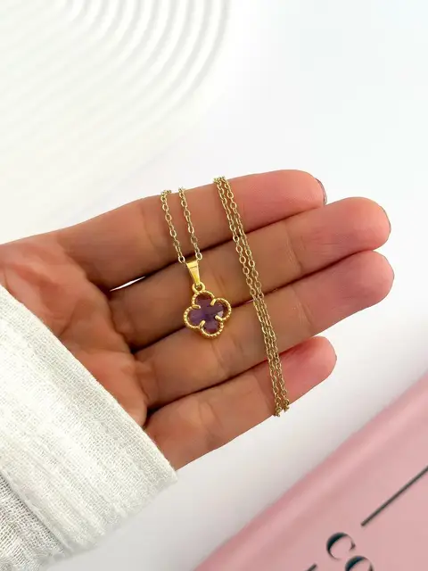 COLLAR TRÉBOL LILA DCO908