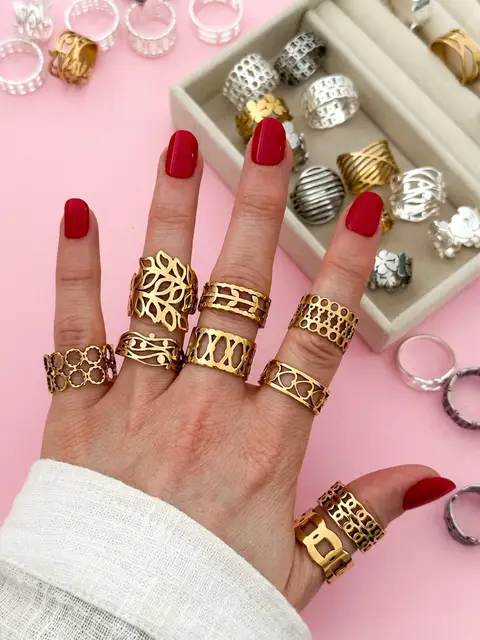 PACK X3 ANILLOS ACERO DORADO PA401