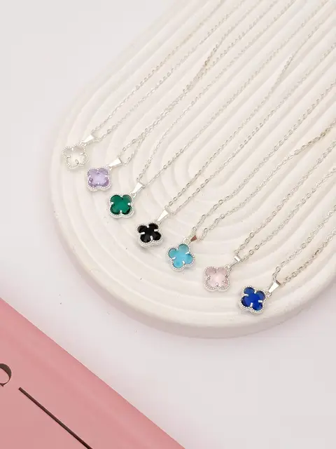 PACK X3 COLLAR TREBOL ACERO BLANCO PA647