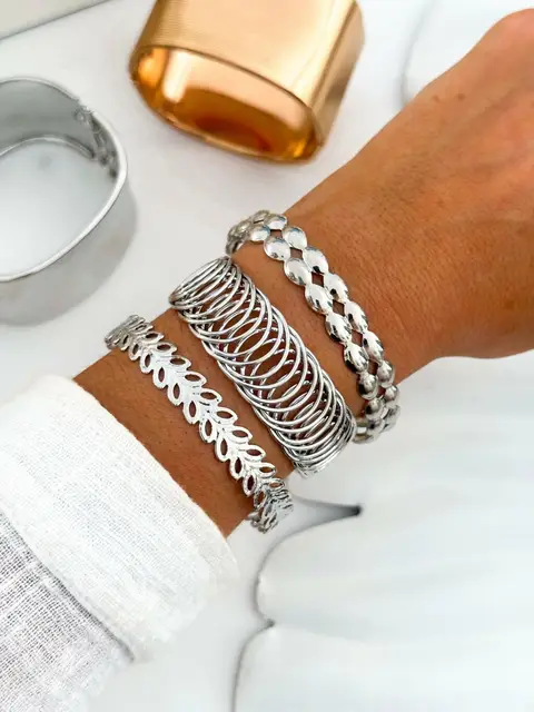 PACK X3 PULSERA/BRAZALETE PLATEADOS PA410