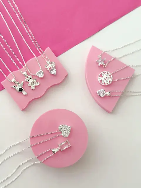 PACK x5 COLLARES ACERO BLANCO PREMIUM PA478