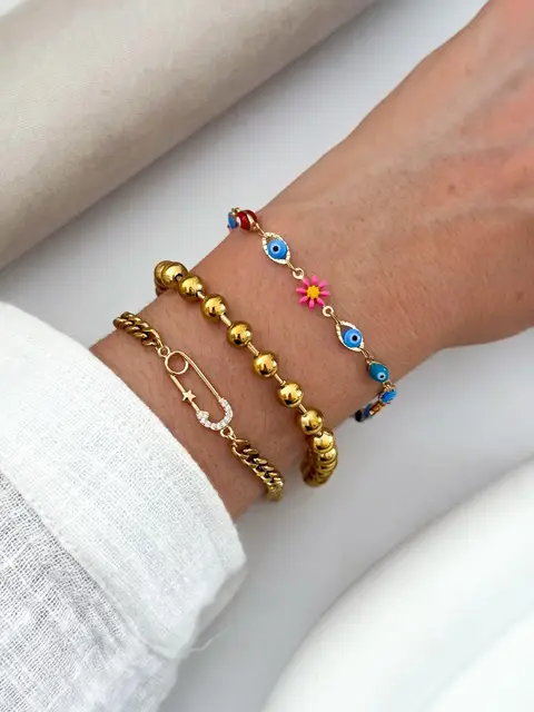 PACK X5 PULSERAS ACERO DORADO SURTIDAS PA453