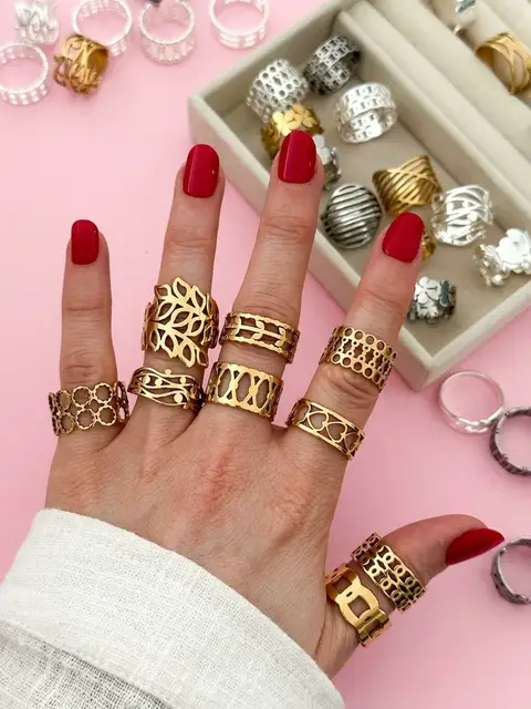 PACK X6 ANILLOS ACERO DORADO PA432