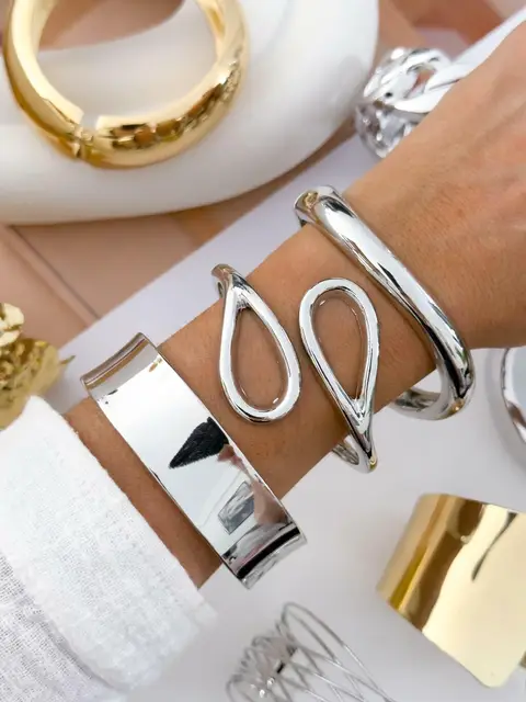 PACK X6 PULSERA/BRAZALETE PLATEADO PA406