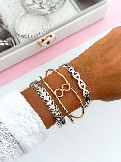 PACK X6 PULSERA/BRAZALETE PLATEADOS PA422