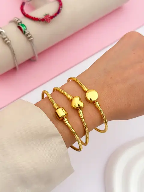 PACK X 3 PULSERAS CHARMS DORADAS SURTIDAS PA640